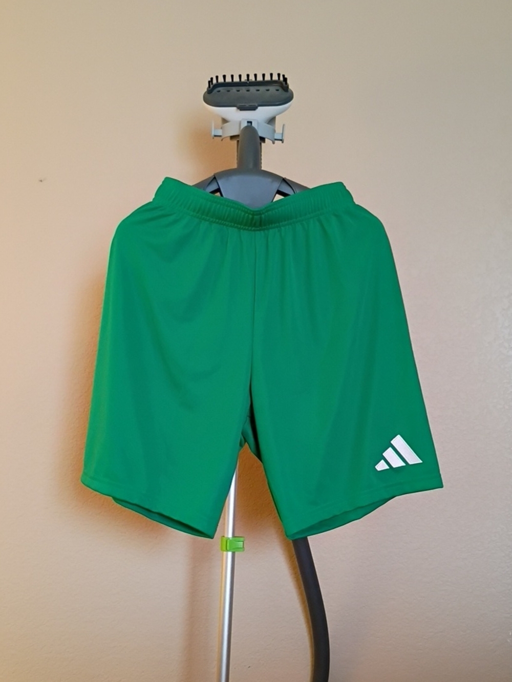 adidas Men's Bright Green Athletic Shorts with White Logo